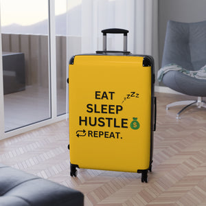 EAT SLEEP HUSTLE REPEAT SUITCASE YELLOW