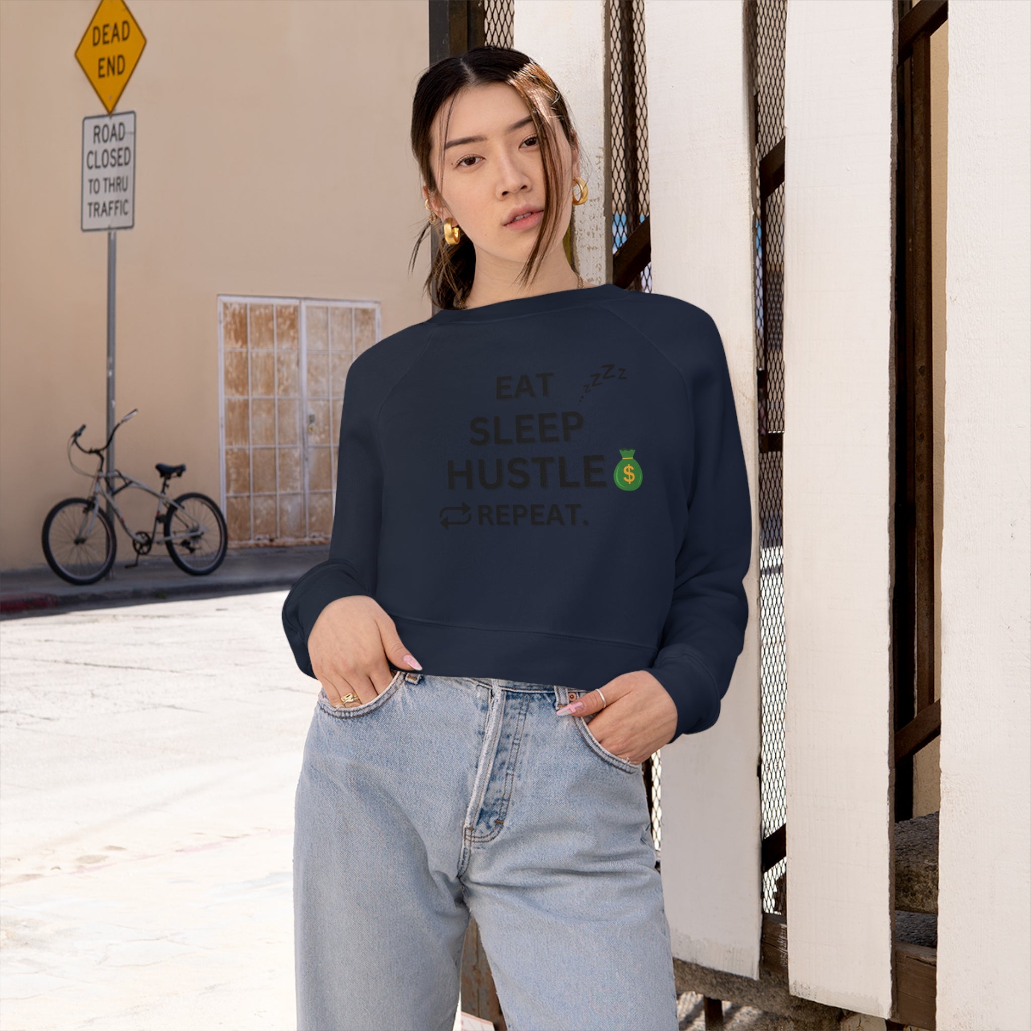 EAT SLEEP HUSTLE REPEAT CROPPED SWEATSHIRT