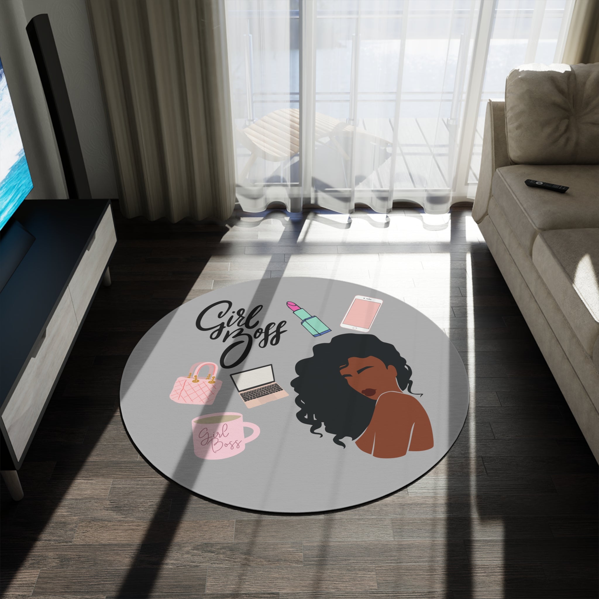 GIRL BOSS ROUND RUG