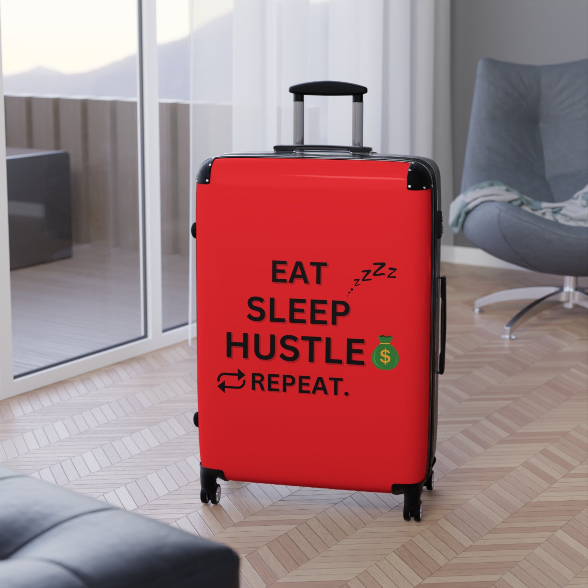 EAT SLEEP HUSTLE REPEAT SUITCASE