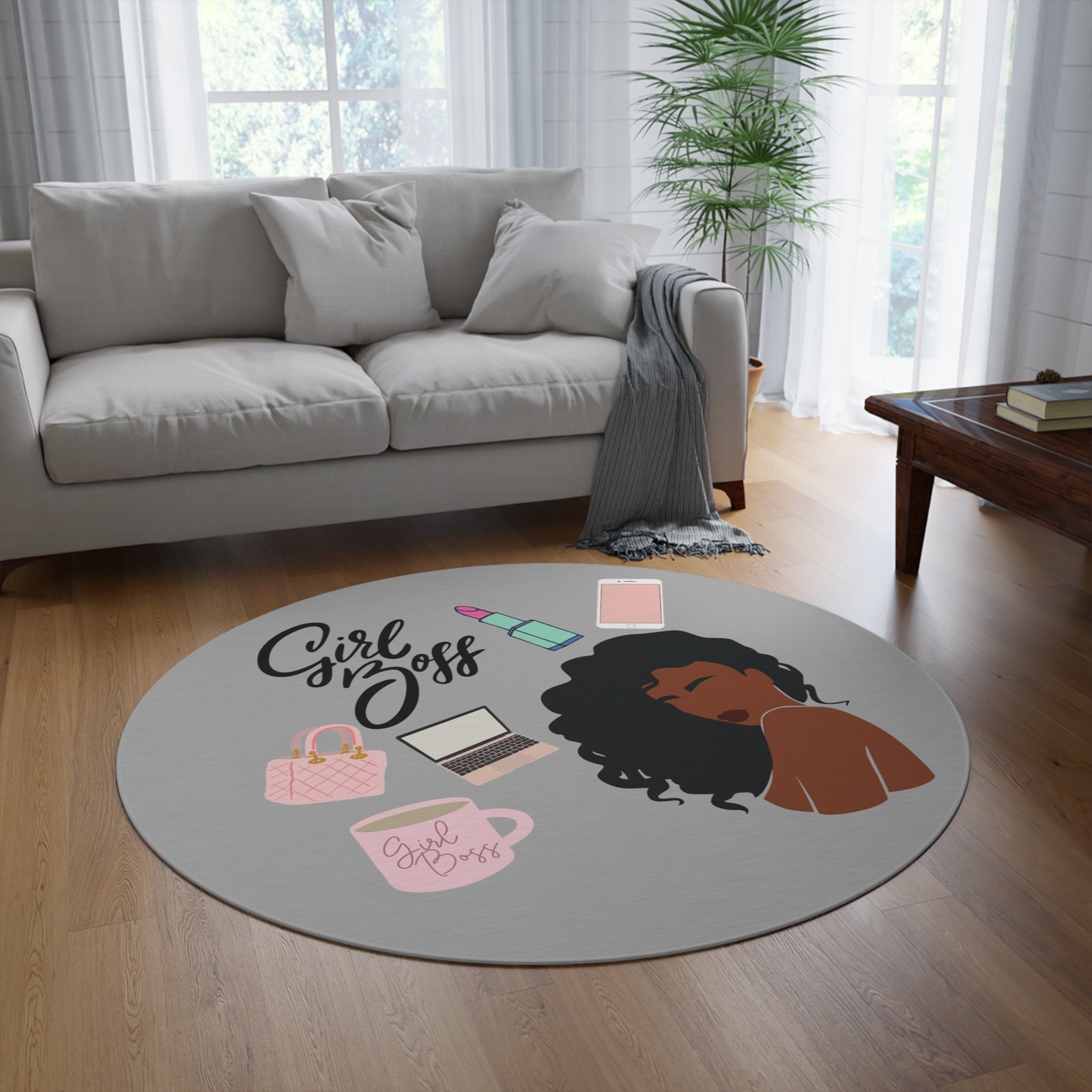 GIRL BOSS ROUND RUG