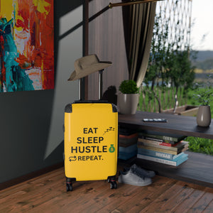 EAT SLEEP HUSTLE REPEAT SUITCASE YELLOW