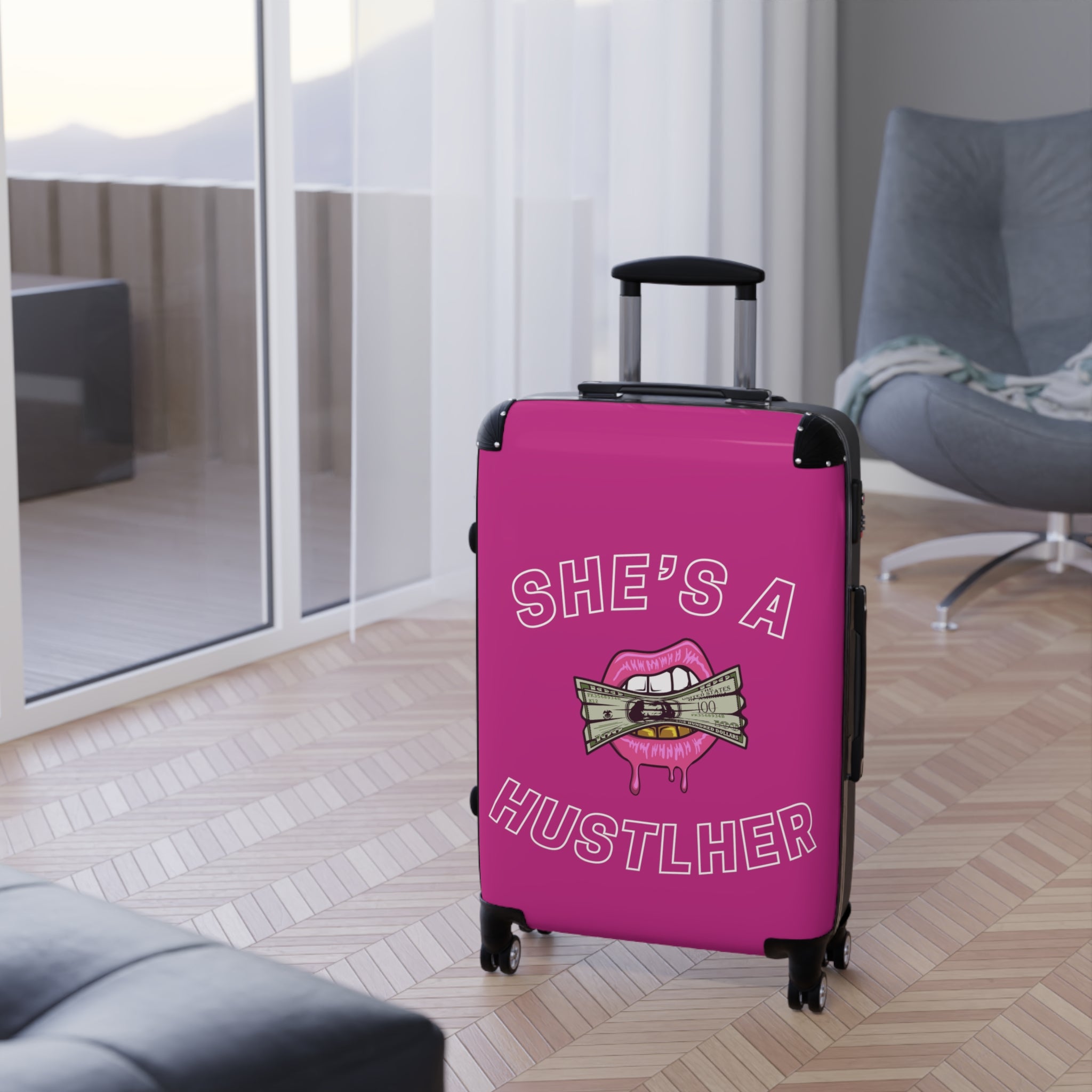 SHE'S A HUSTLHER SUITCASE (PINK)