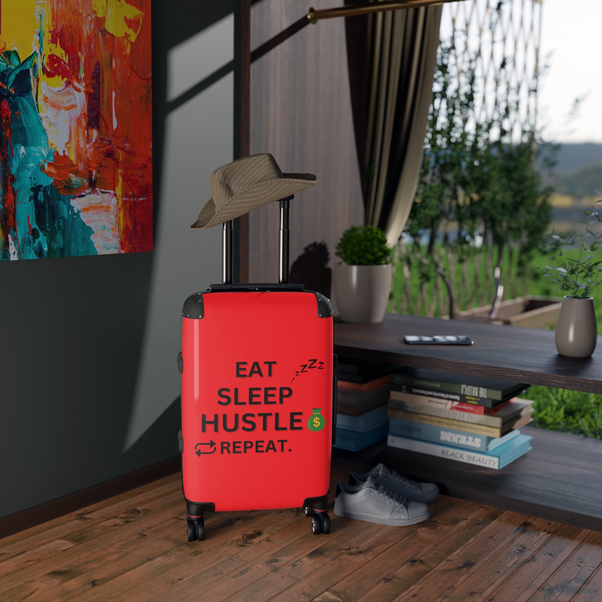 EAT SLEEP HUSTLE REPEAT SUITCASE