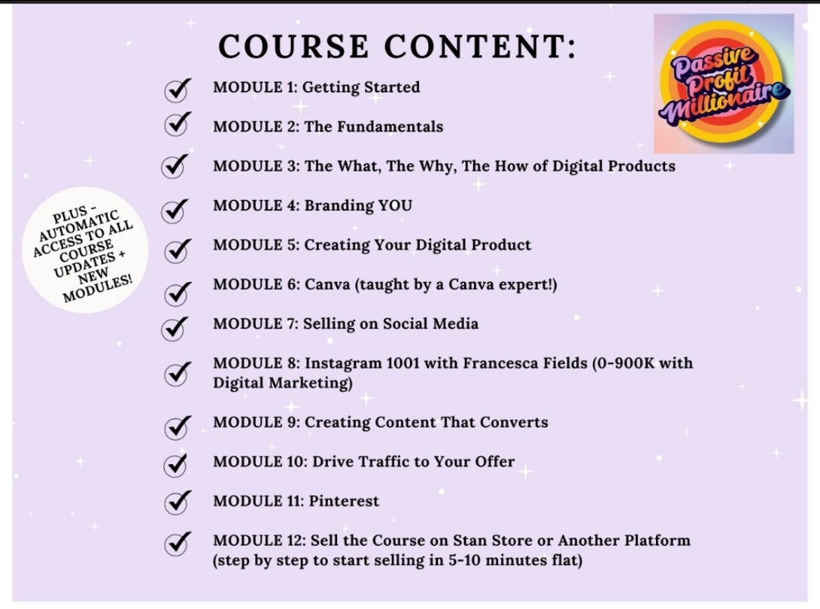 PASSIVE PROFIT MILLIONAIRE COURSE W/ RESELL RIGHTS