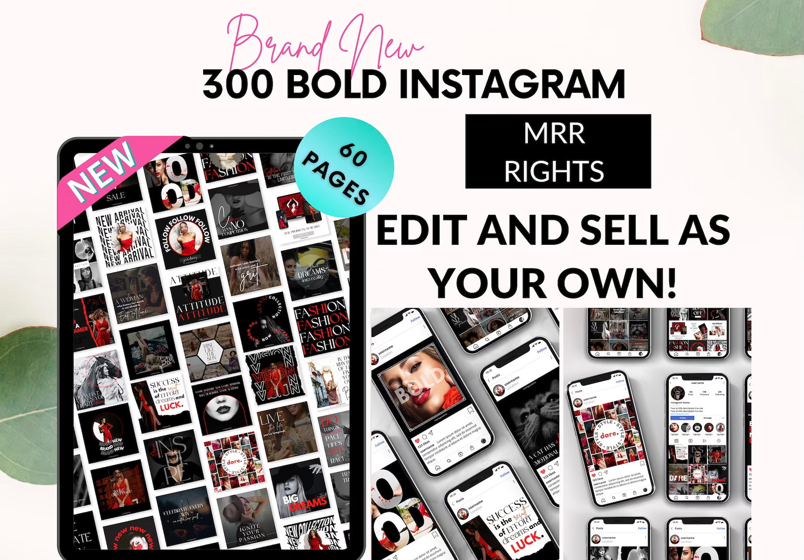 DIGITAL PRODUCT STARTER KIT: DIGITAL EBOOK + 300 INSTAGRAM TEMPLATES