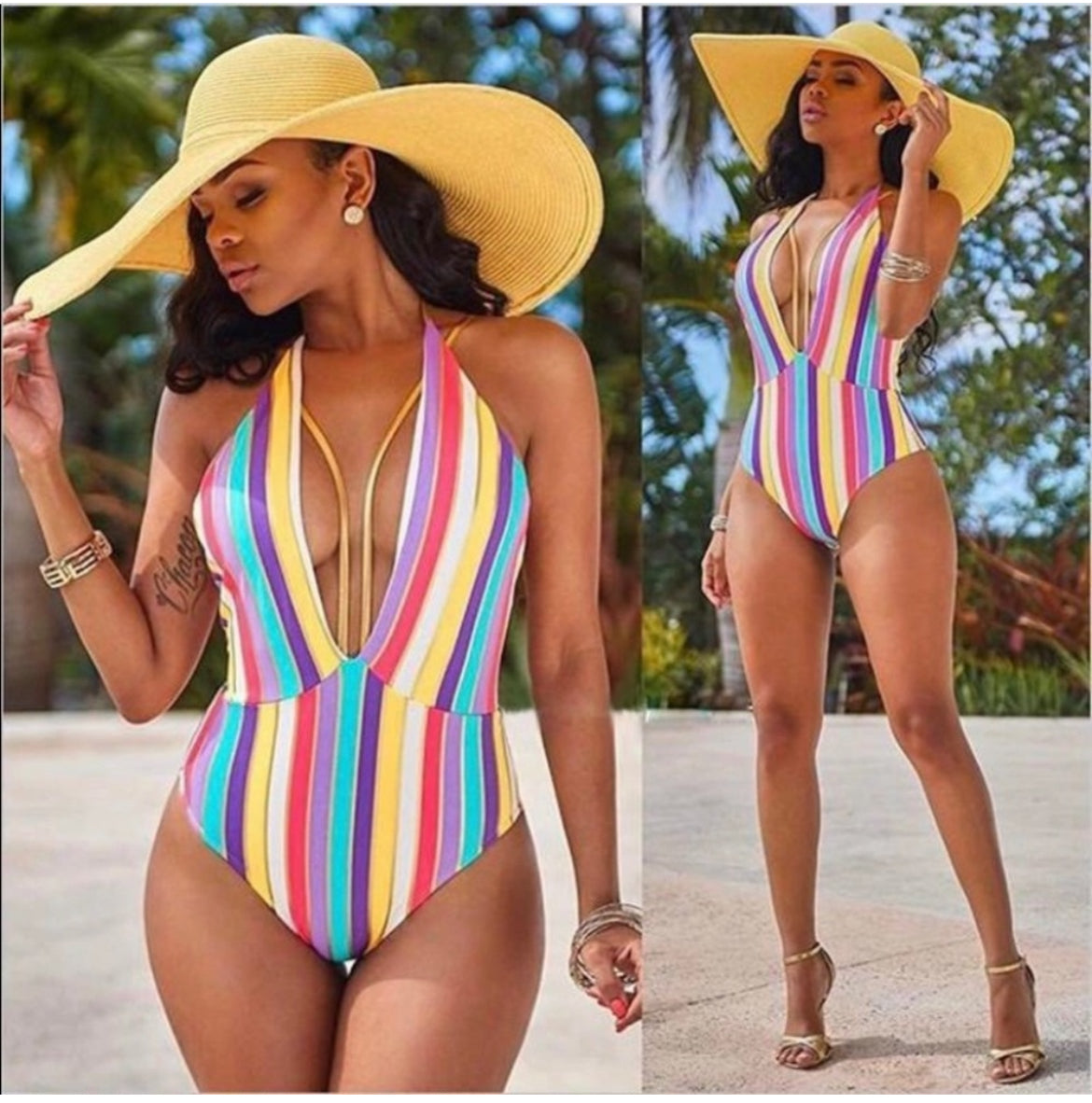 Multicolor Tie Swimwear