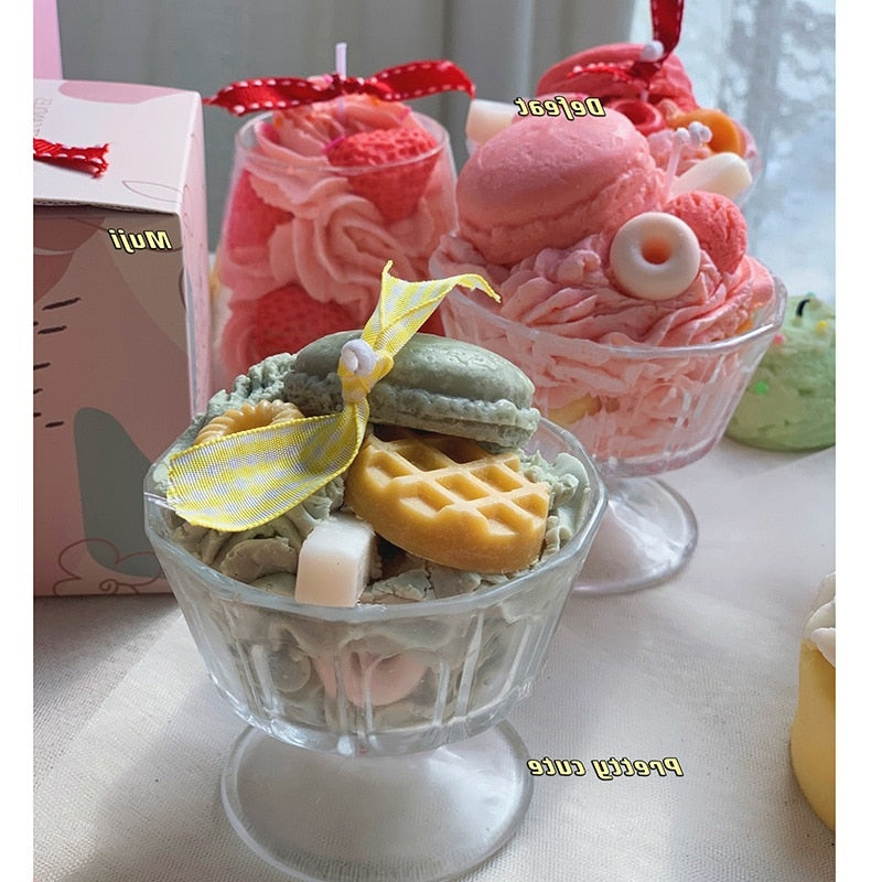 Ice Cream Candle Macaron Dessert Decorative Candles