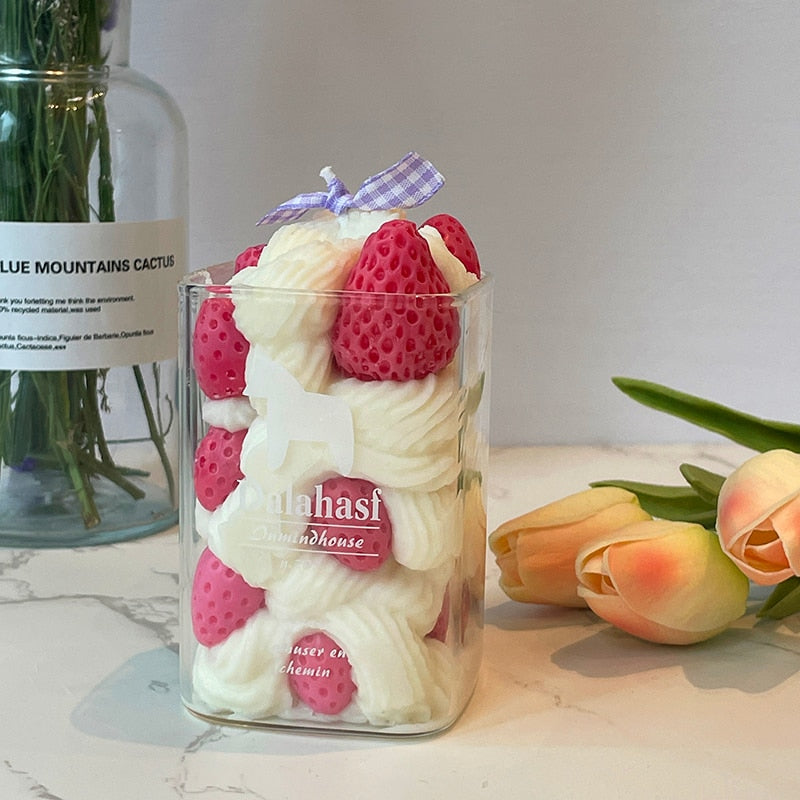 Strawberry Aromatic Scented Candles in Jars