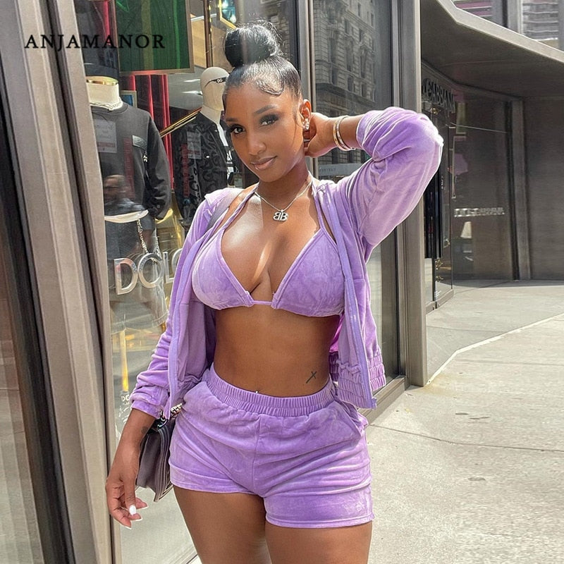 3 Piece Velvet Tracksuit