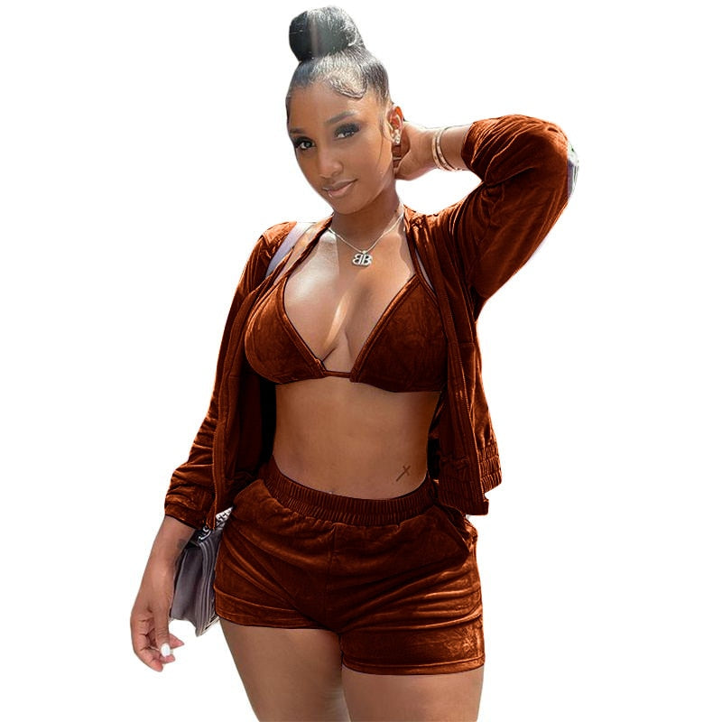 3 Piece Velvet Tracksuit