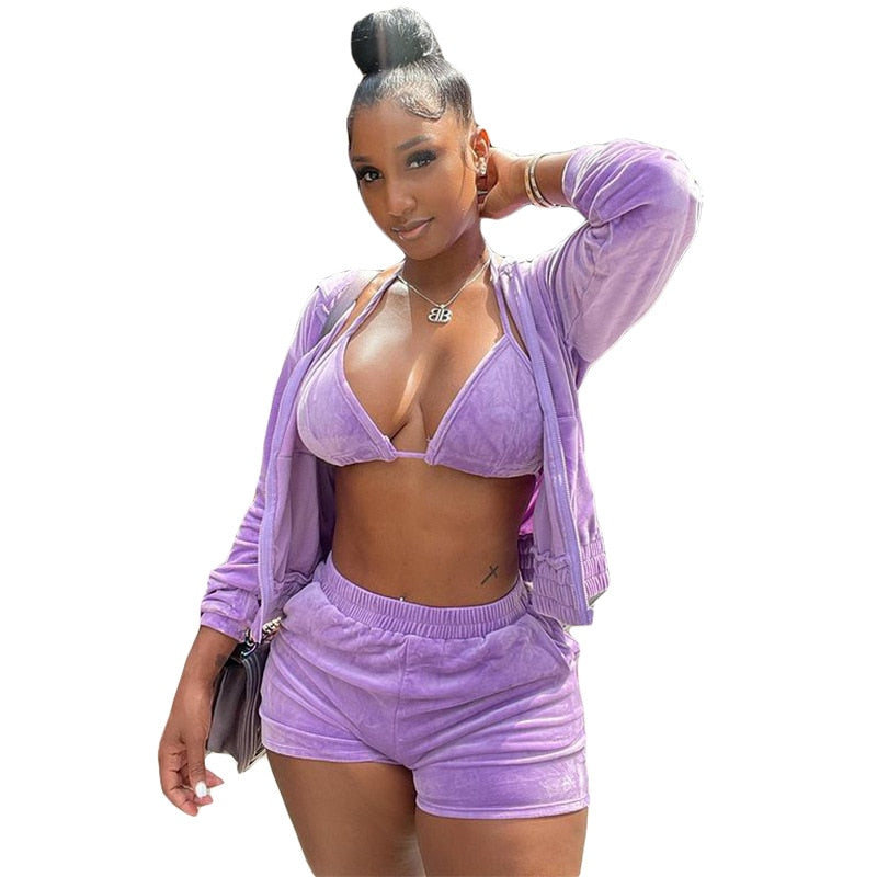 3 Piece Velvet Tracksuit