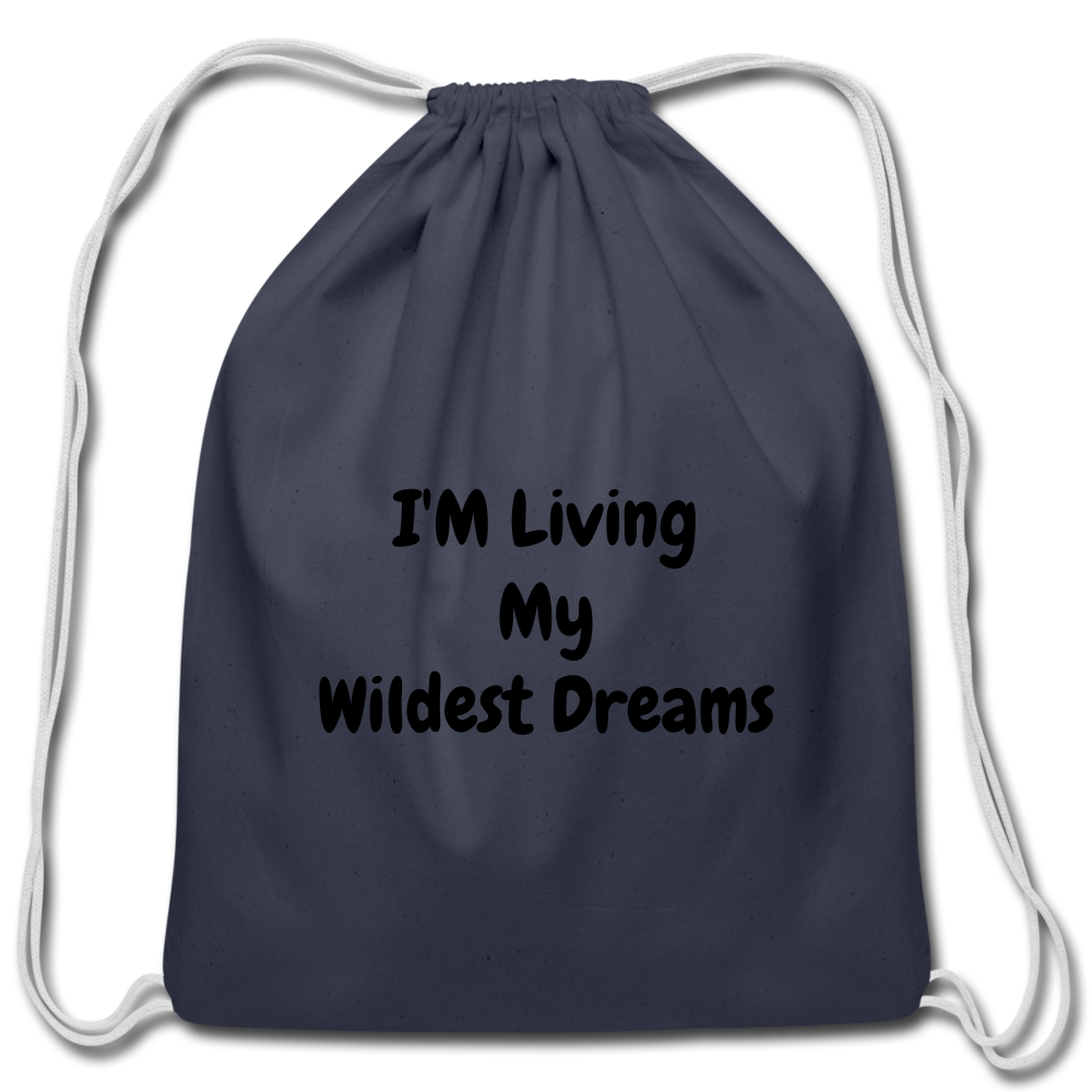Living My Dreams Drawstring Bag - navy