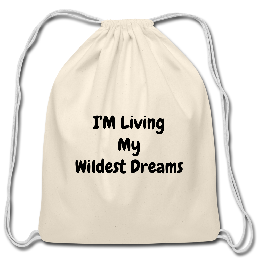 Living My Dreams Drawstring Bag - natural