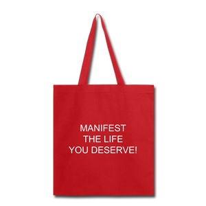 Living My Dreams Tote Bag. - red