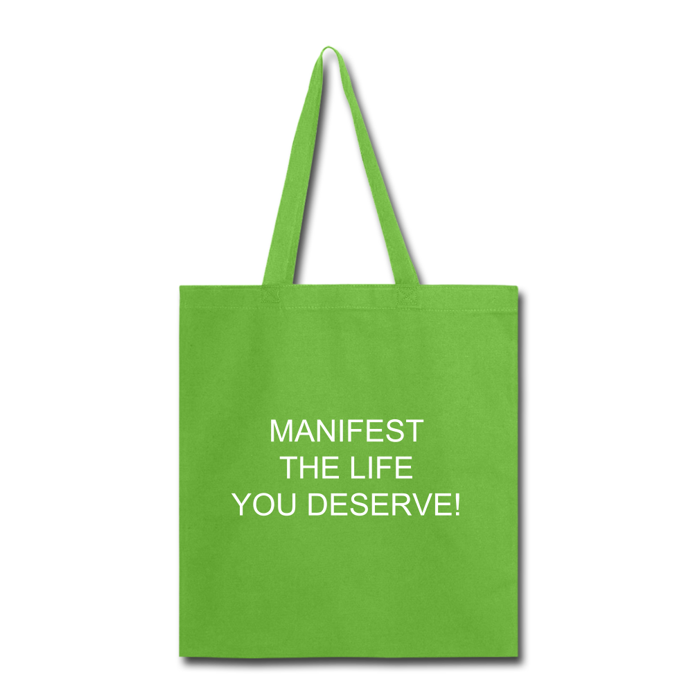 Living My Dreams Tote Bag. - lime green