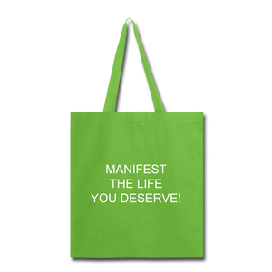 Living My Dreams Tote Bag. - lime green