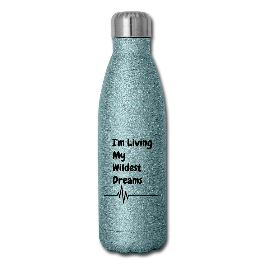 Insulated Stainless Steel Water Bottle - turquoise glitter