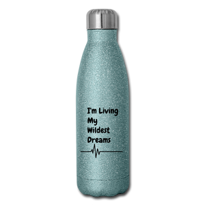 Insulated Stainless Steel Water Bottle - turquoise glitter
