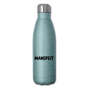 Insulated Stainless Steel Water Bottle - turquoise glitter