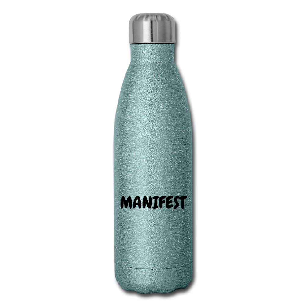 Insulated Stainless Steel Water Bottle - turquoise glitter