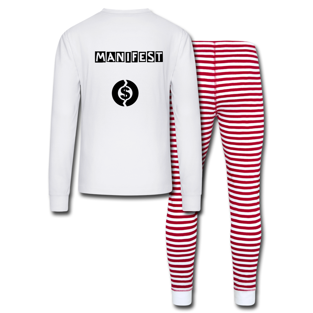 LIVING MY DREAMS UNISEX PAJAMAS - white/red stripe