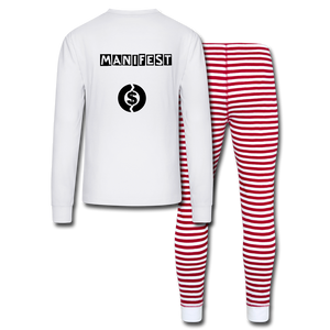LIVING MY DREAMS UNISEX PAJAMAS - white/red stripe