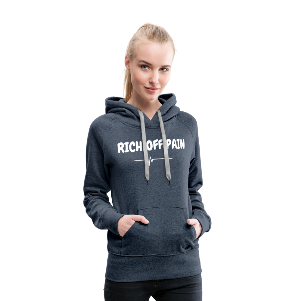 RICH OFF PAIN (WHITE LETTERING) - heather denim
