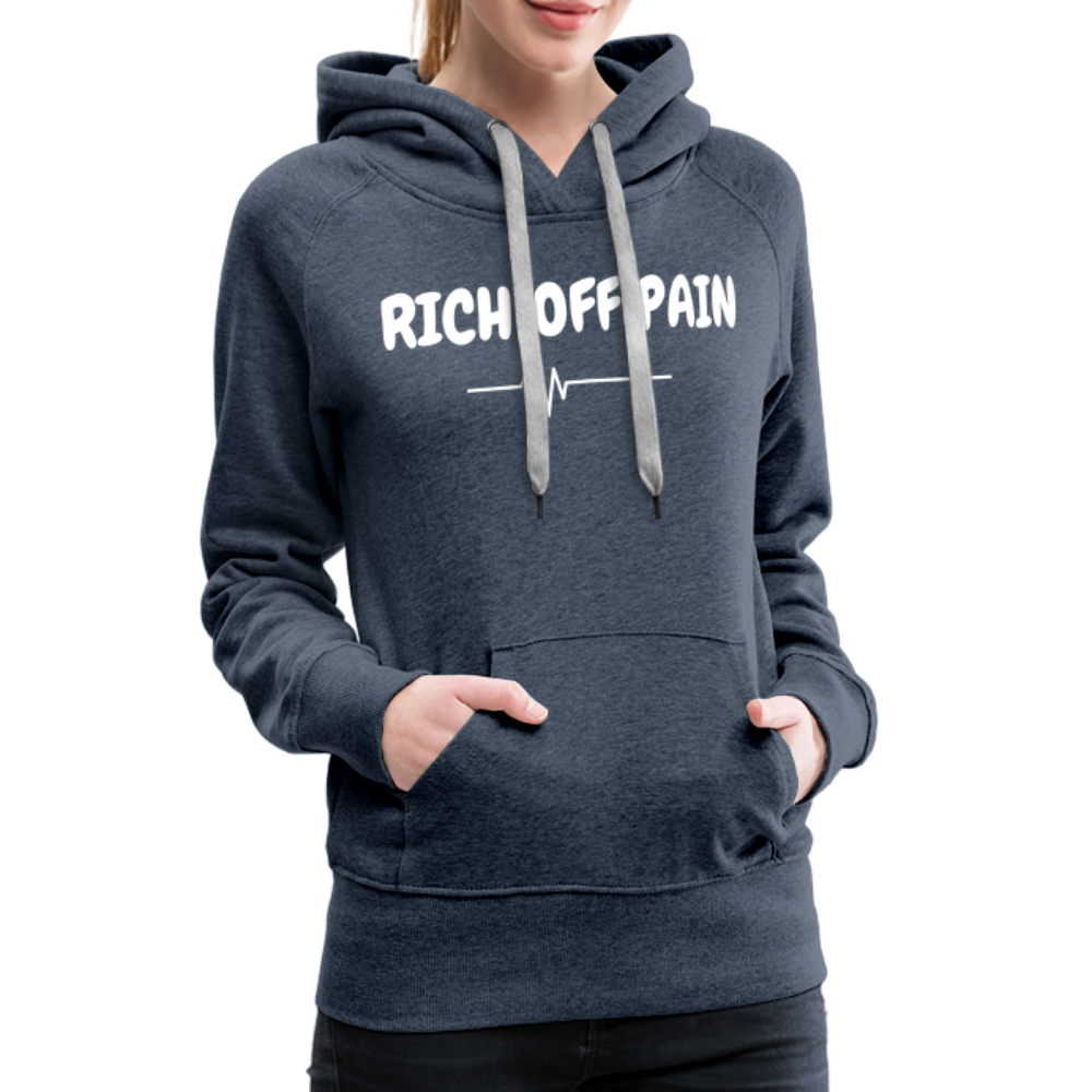 RICH OFF PAIN (WHITE LETTERING) - heather denim