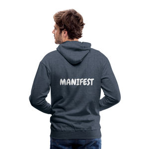 Men’s Hoodie (WHITE LETTERING) - heather denim